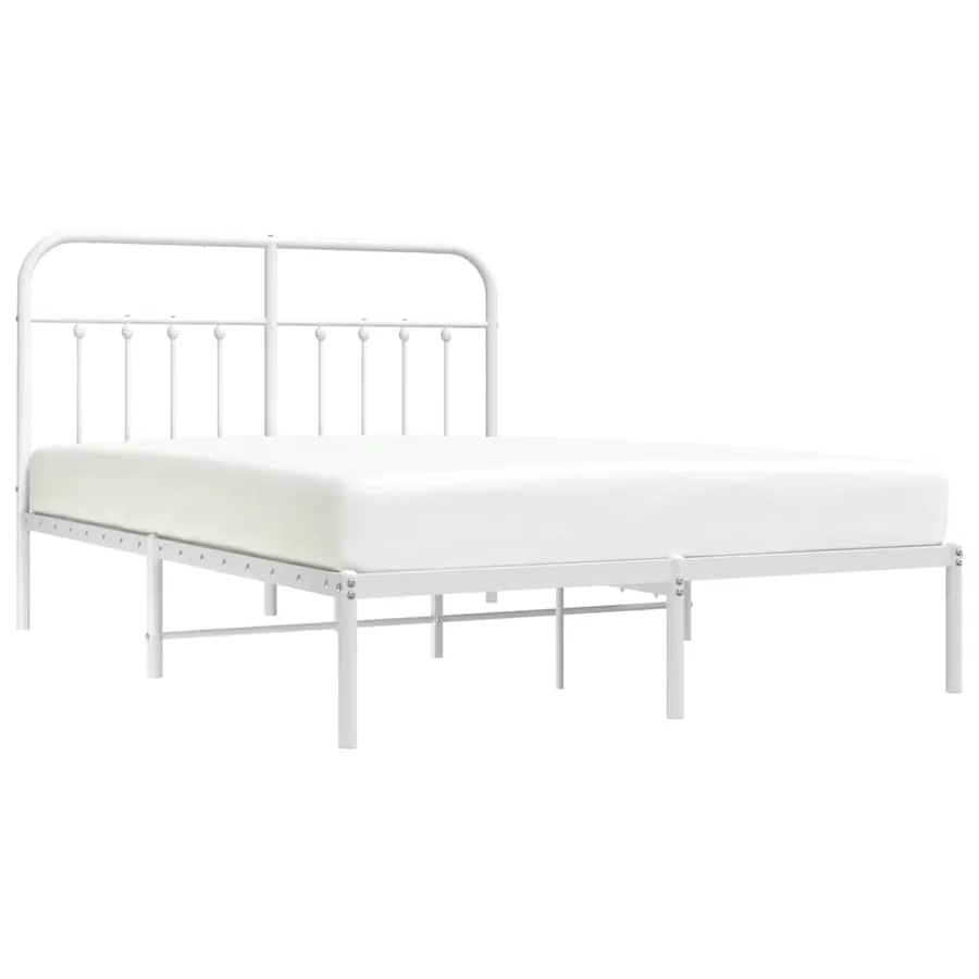 Cadre de lit métal sans matelas et tête de lit blanc 140x200 cm - 5
