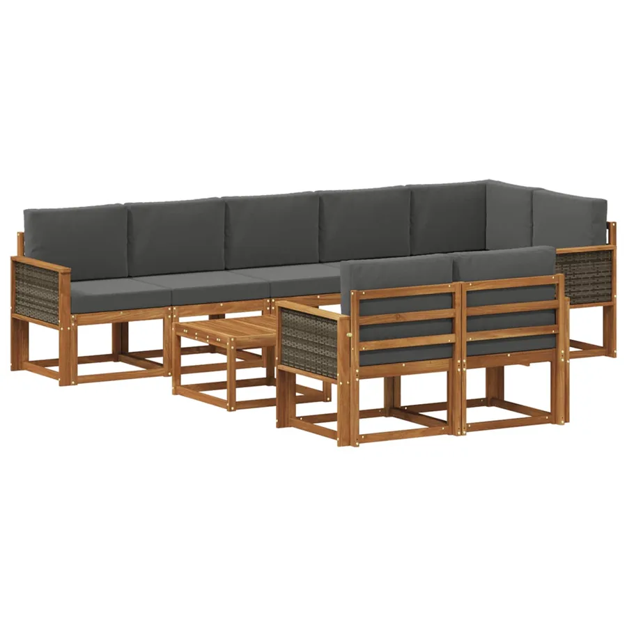 Ensemble de canapés d'extérieur 9 pcs Naturel et Anthracite - 2