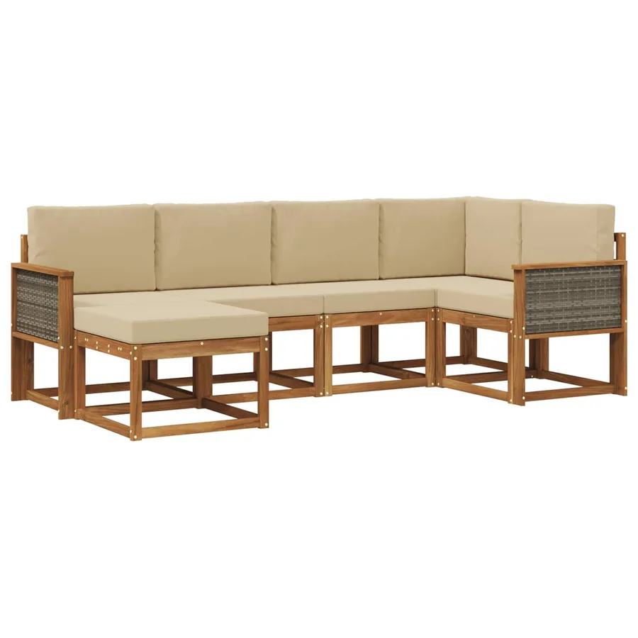 Ensemble de canapés d'extérieur 6 pcs Naturel et Beige - 2