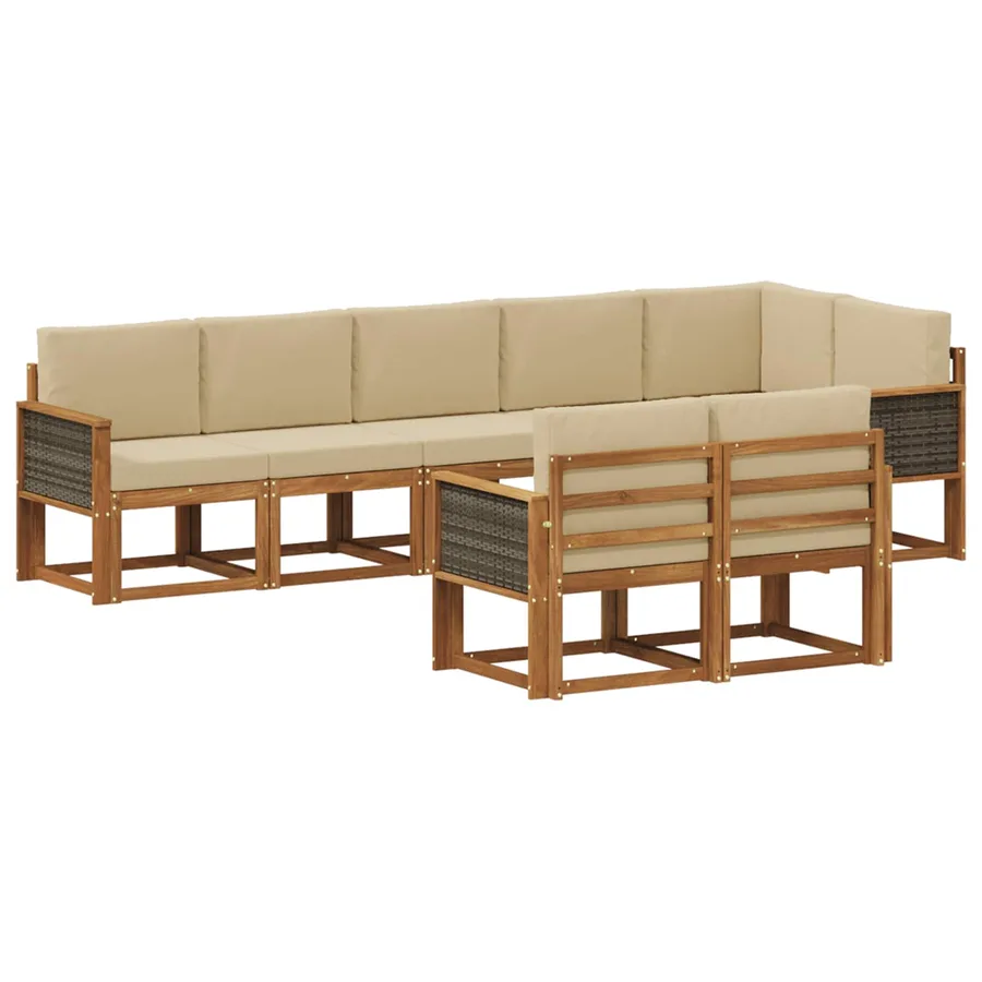 Ensemble de canapés d'extérieur 8 pcs Naturel et Beige - 2