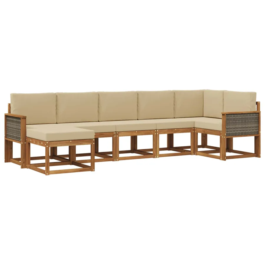 Ensemble de canapés d'extérieur 7 pcs Naturel et Beige - 2