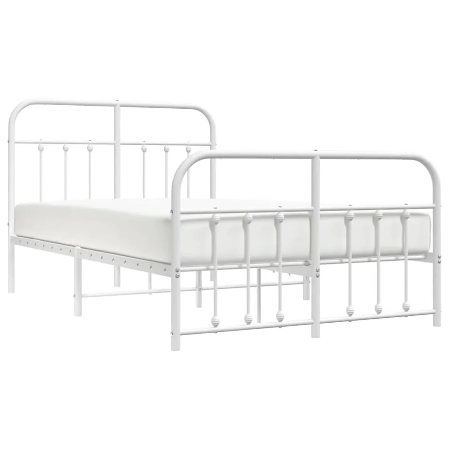 Cadre de lit métal sans matelas et pied de lit blanc 120x190 cm - 5