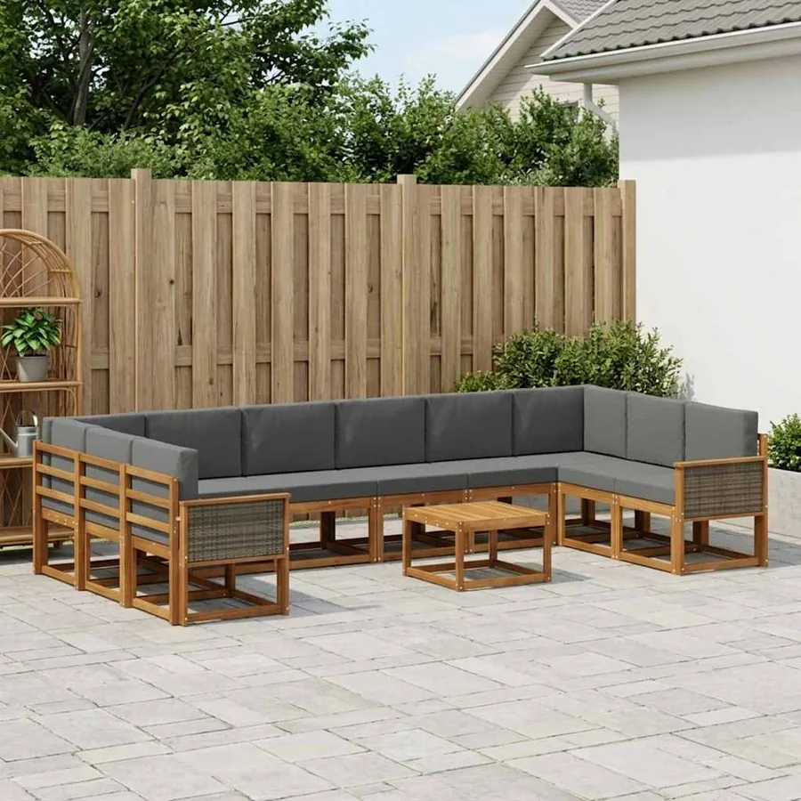 Ensemble de canapés d'extérieur 11 pcs Naturel et Anthracite