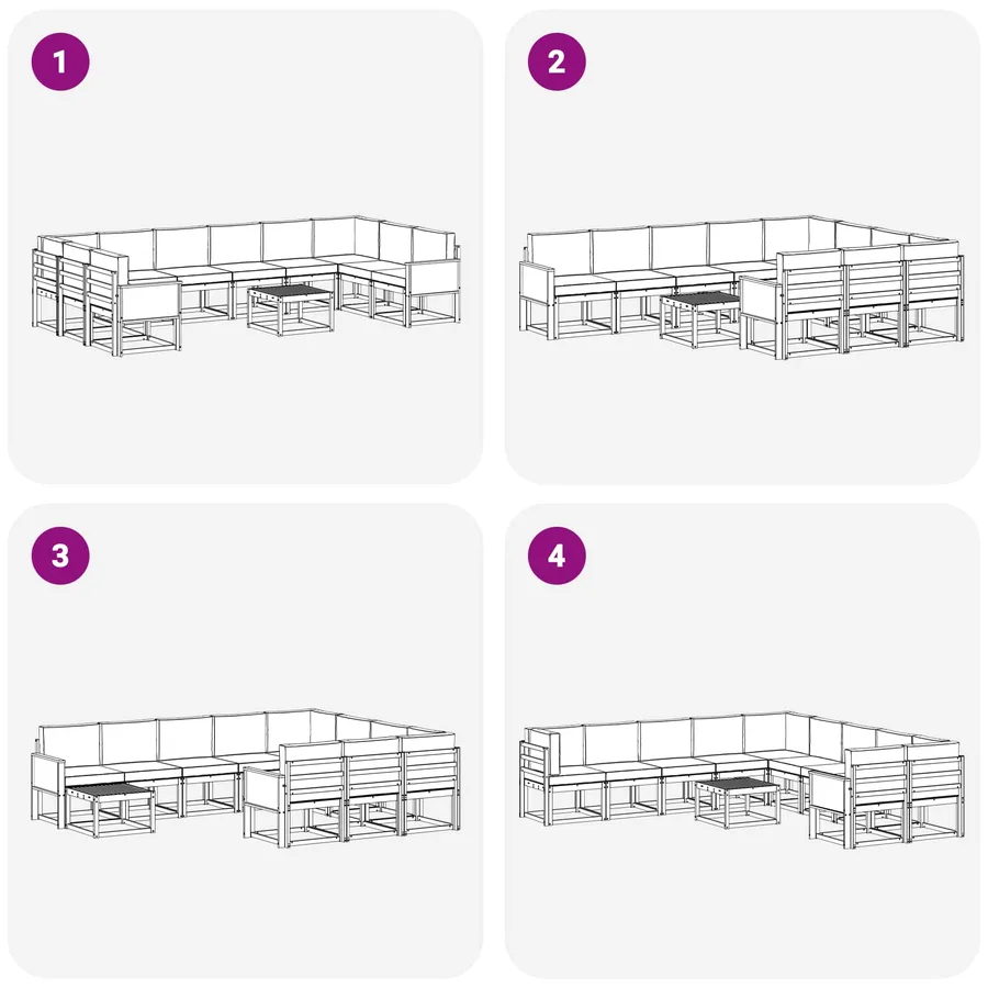 Ensemble de canapés d'extérieur 11 pcs Naturel et Anthracite - 7