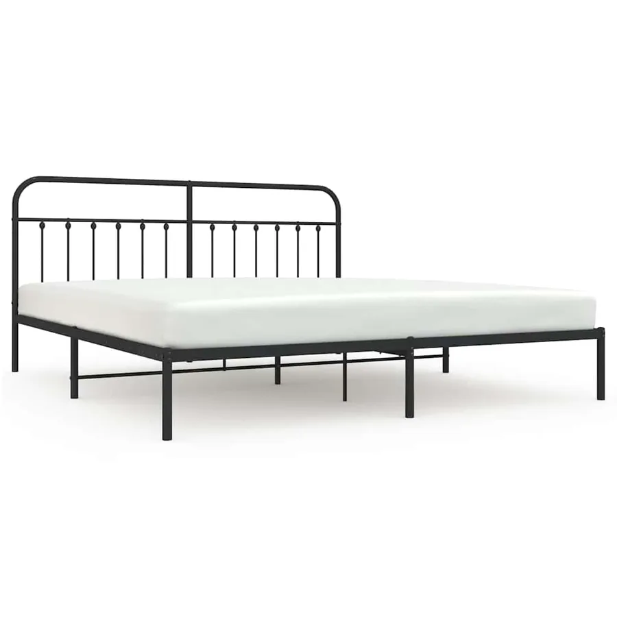 Cadre de lit métal sans matelas avec tête de lit noir 193x203cm - 2