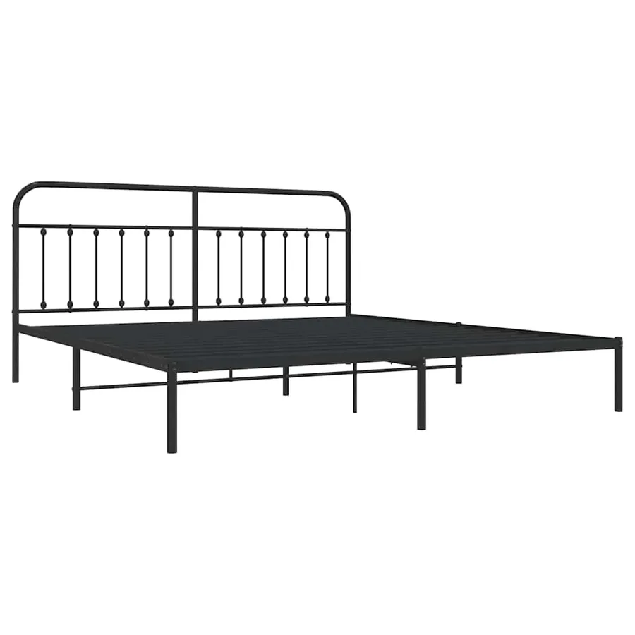 Cadre de lit métal sans matelas avec tête de lit noir 193x203cm - 4