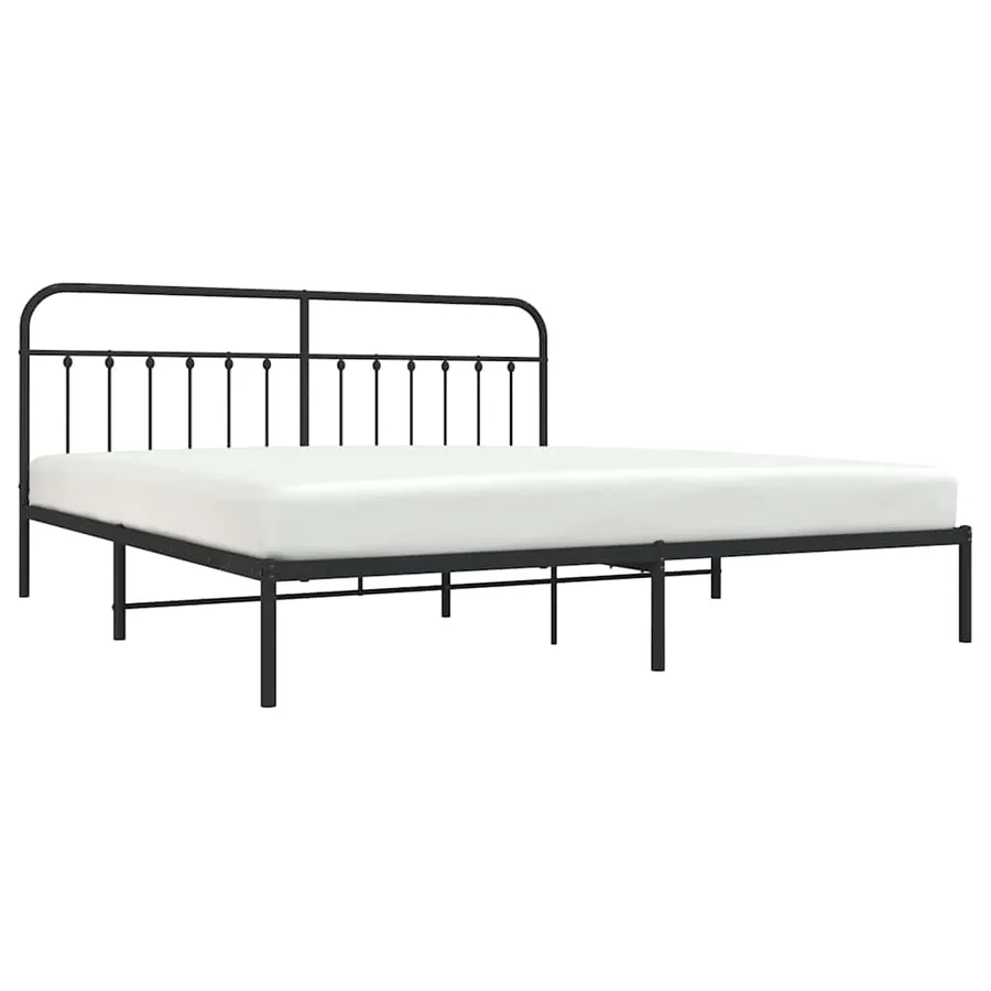 Cadre de lit métal sans matelas avec tête de lit noir 193x203cm - 5