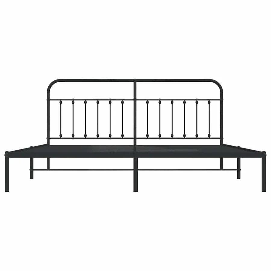 Cadre de lit métal sans matelas avec tête de lit noir 193x203cm - 6