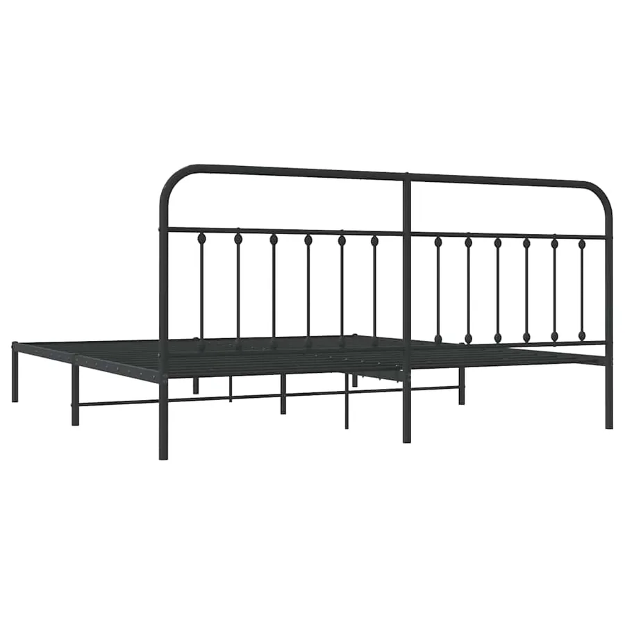 Cadre de lit métal sans matelas avec tête de lit noir 193x203cm - 8