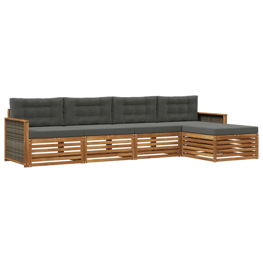 Ensemble de canapés d'extérieur 5 pcs Naturel et Anthracite - 2