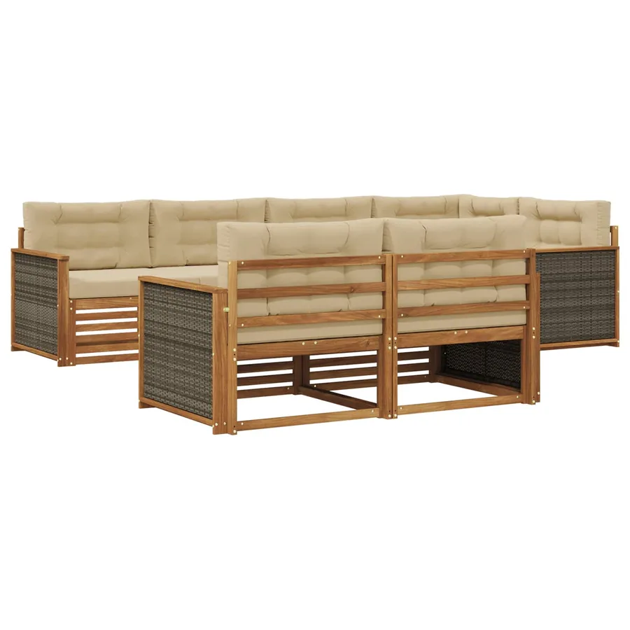 Ensemble de canapés d'extérieur 7 pcs Naturel et Beige - 2