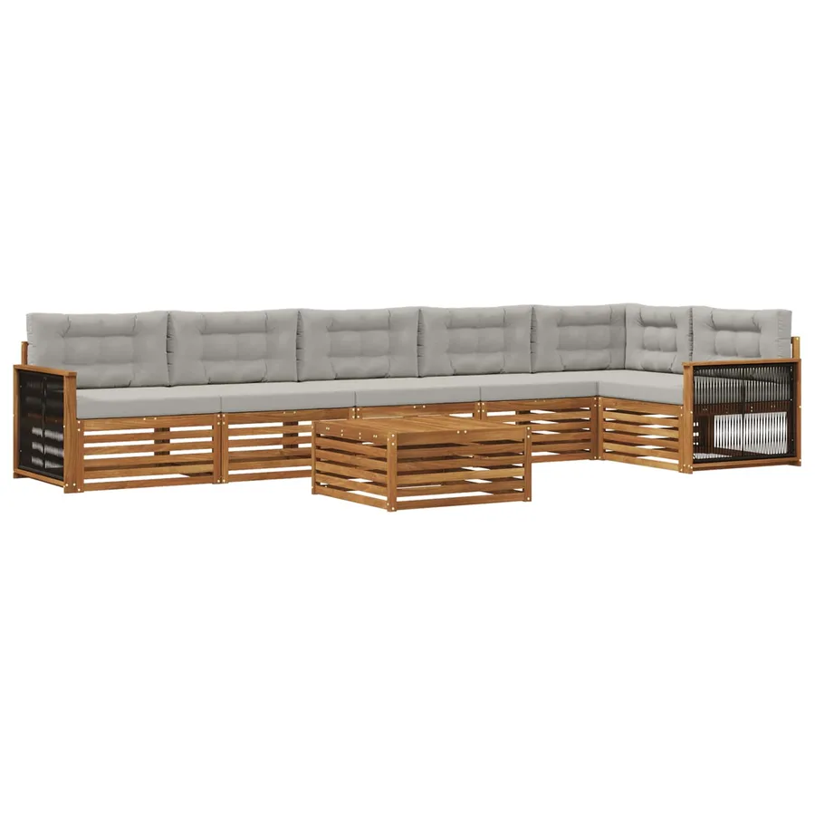 Ensemble de canapés d'extérieur 7 pcs Naturel et gris clair - 2