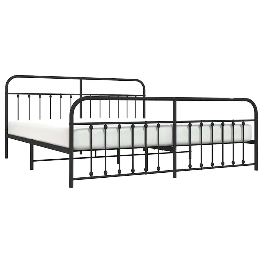 Cadre de lit métal sans matelas avec pied de lit noir 193x203cm - 5