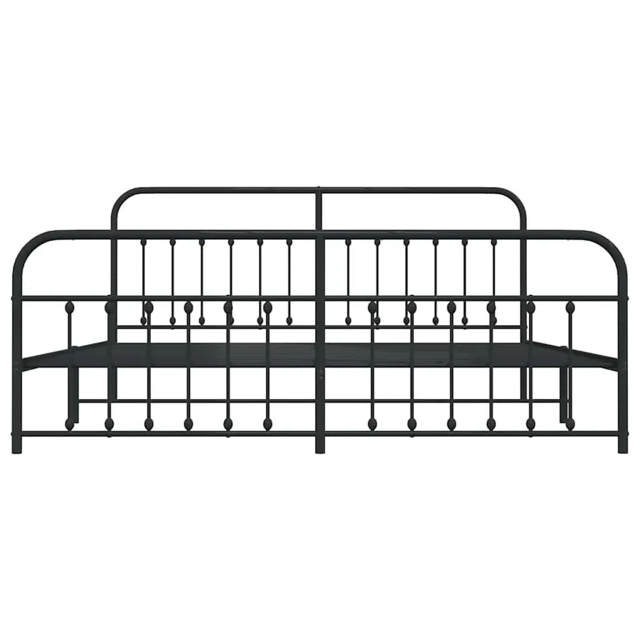 Cadre de lit métal sans matelas avec pied de lit noir 193x203cm - 6