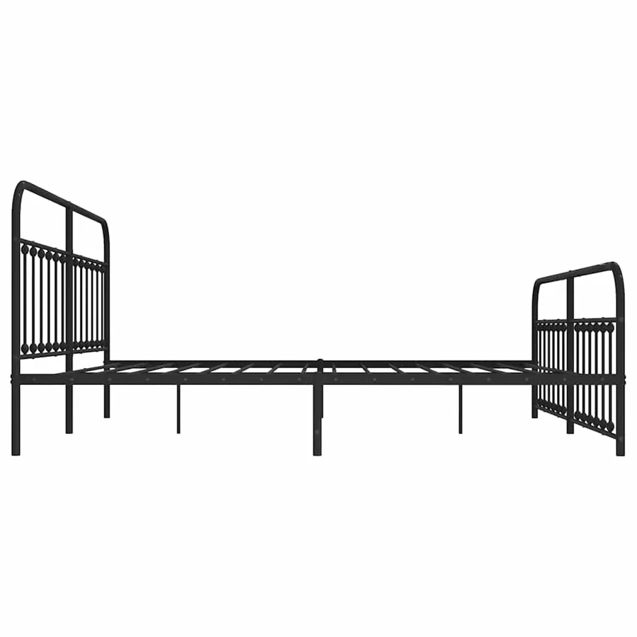 Cadre de lit métal sans matelas avec pied de lit noir 193x203cm - 7
