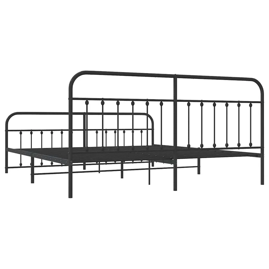 Cadre de lit métal sans matelas avec pied de lit noir 193x203cm - 8