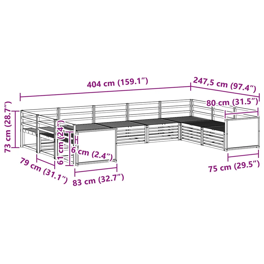 Ensemble de canapés d'extérieur 9 pcs Naturel - 7