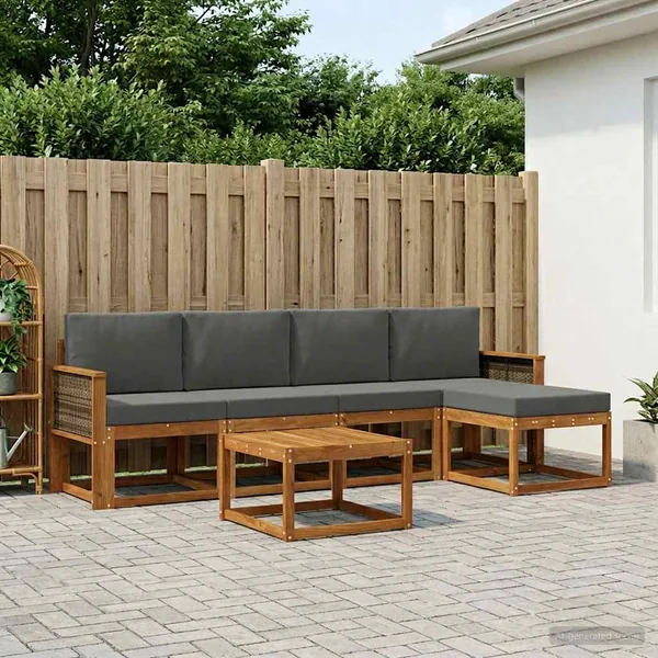 Ensemble de canapés d'extérieur 6 pcs Naturel et Anthracite
