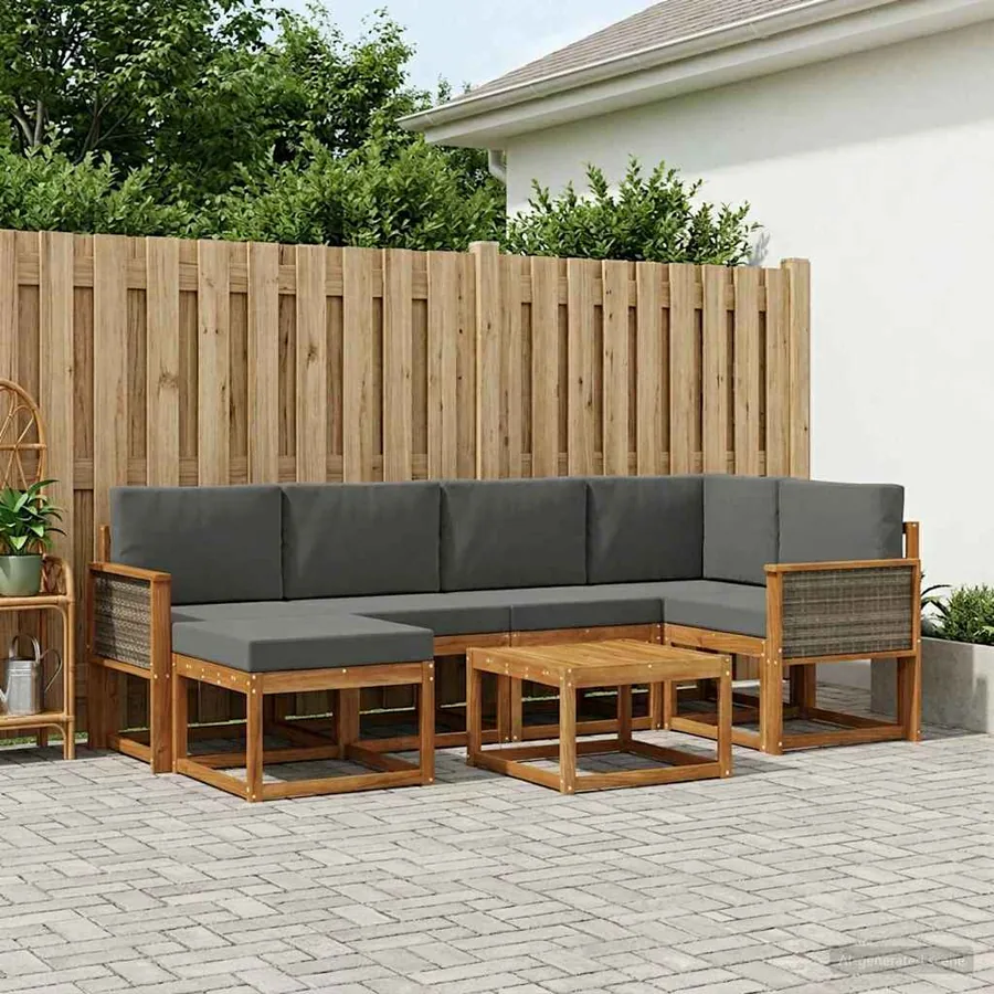 Ensemble de canapés d'extérieur 7 pcs Naturel et Anthracite
