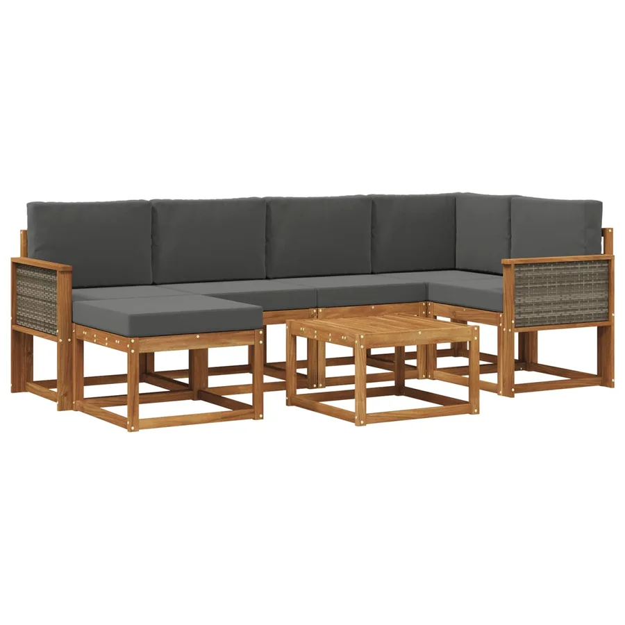Ensemble de canapés d'extérieur 7 pcs Naturel et Anthracite - 2