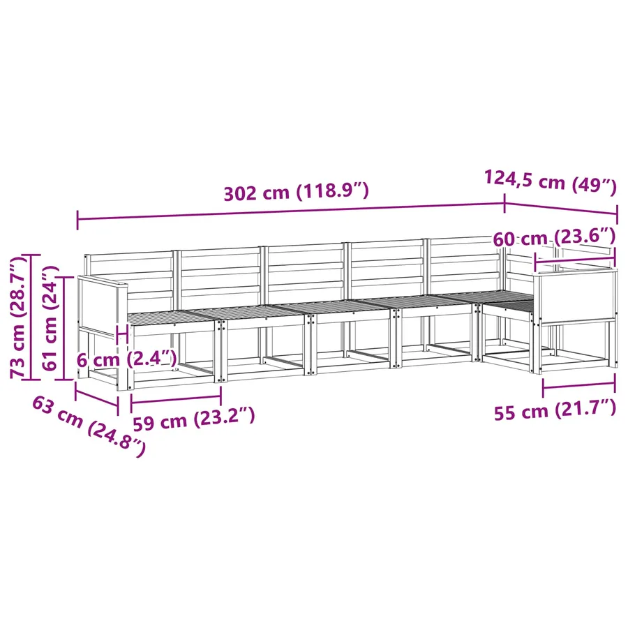 Ensemble de canapés d'extérieur 6 pcs Naturel - 7
