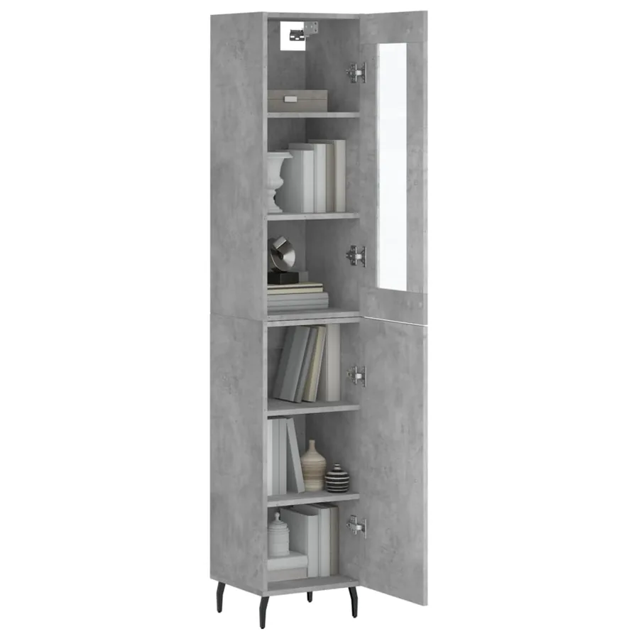 Buffet haut Gris béton 34,5x34x180 cm Bois d'ingénierie - 3