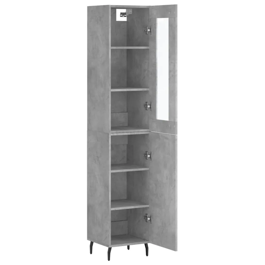 Buffet haut Gris béton 34,5x34x180 cm Bois d'ingénierie - 4