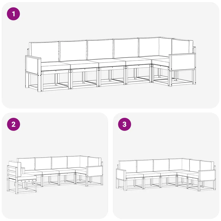 Ensemble de canapés d'extérieur 6 pcs Naturel et gris clair - 7