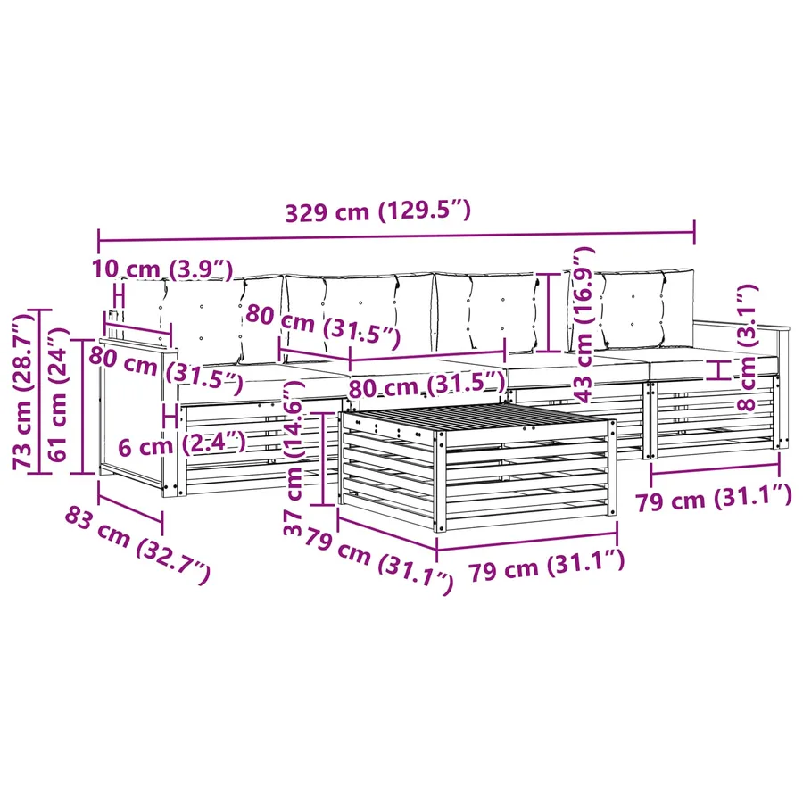 Ensemble de canapés d'extérieur 5 pcs Naturel et Crème - 6