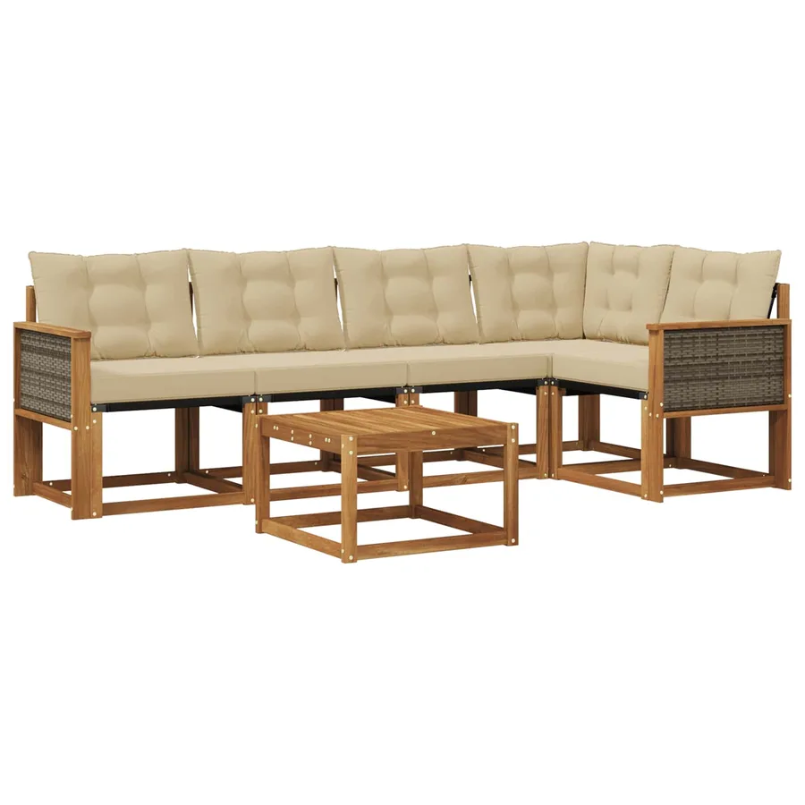 Ensemble de canapés d'extérieur 6 pcs Naturel et Beige - 2