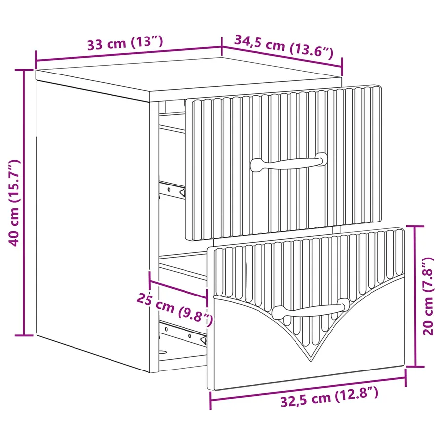 Cabinet de chevet mural 2 pcs Sonoma gris 34,5 x 33 x 40 cm - 11