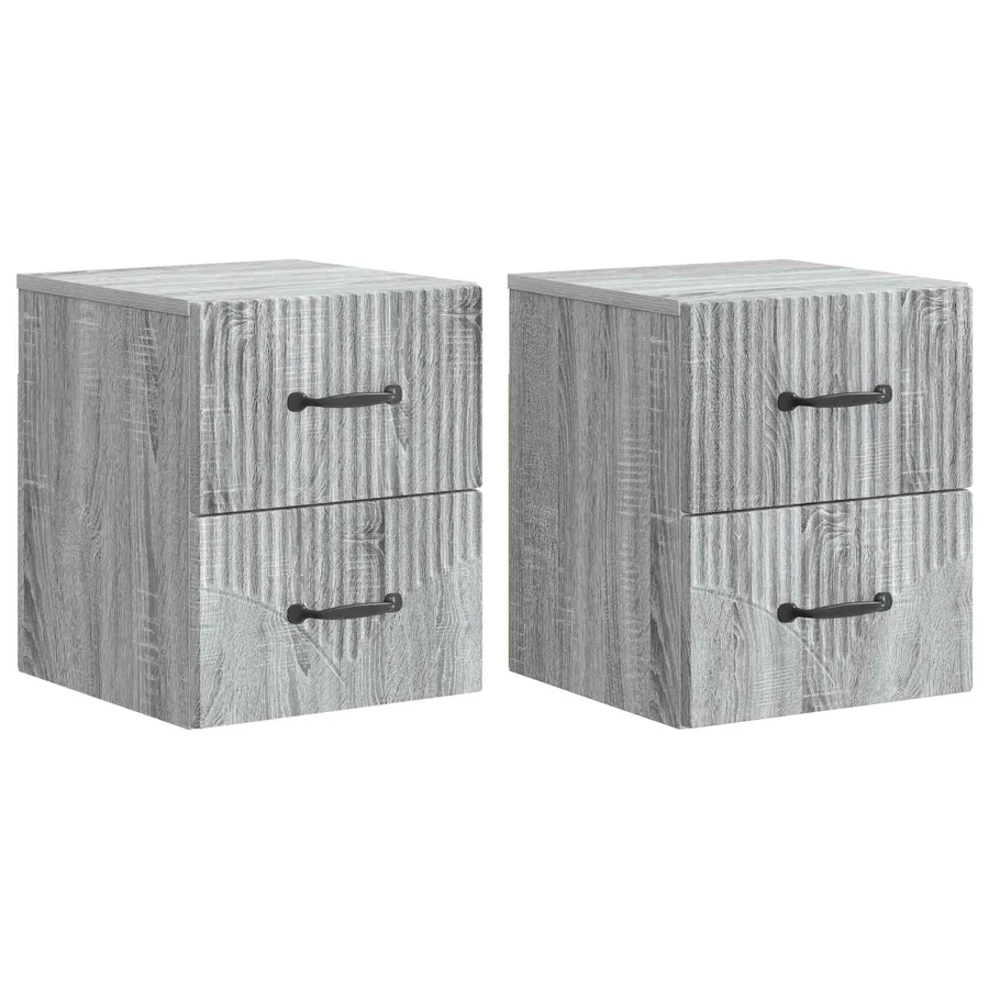 Cabinet de chevet mural 2 pcs Sonoma gris 34,5 x 33 x 40 cm - 2