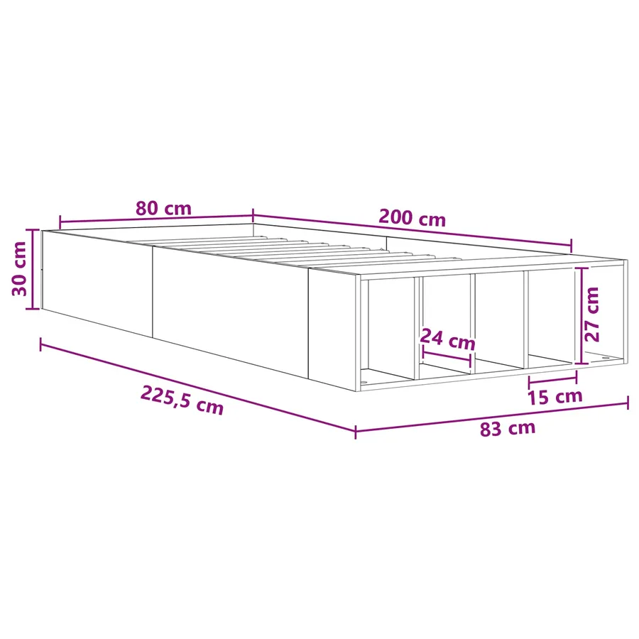 Cadre de lit avec rangement Chêne Sonoma 80 x 200 cm - 8