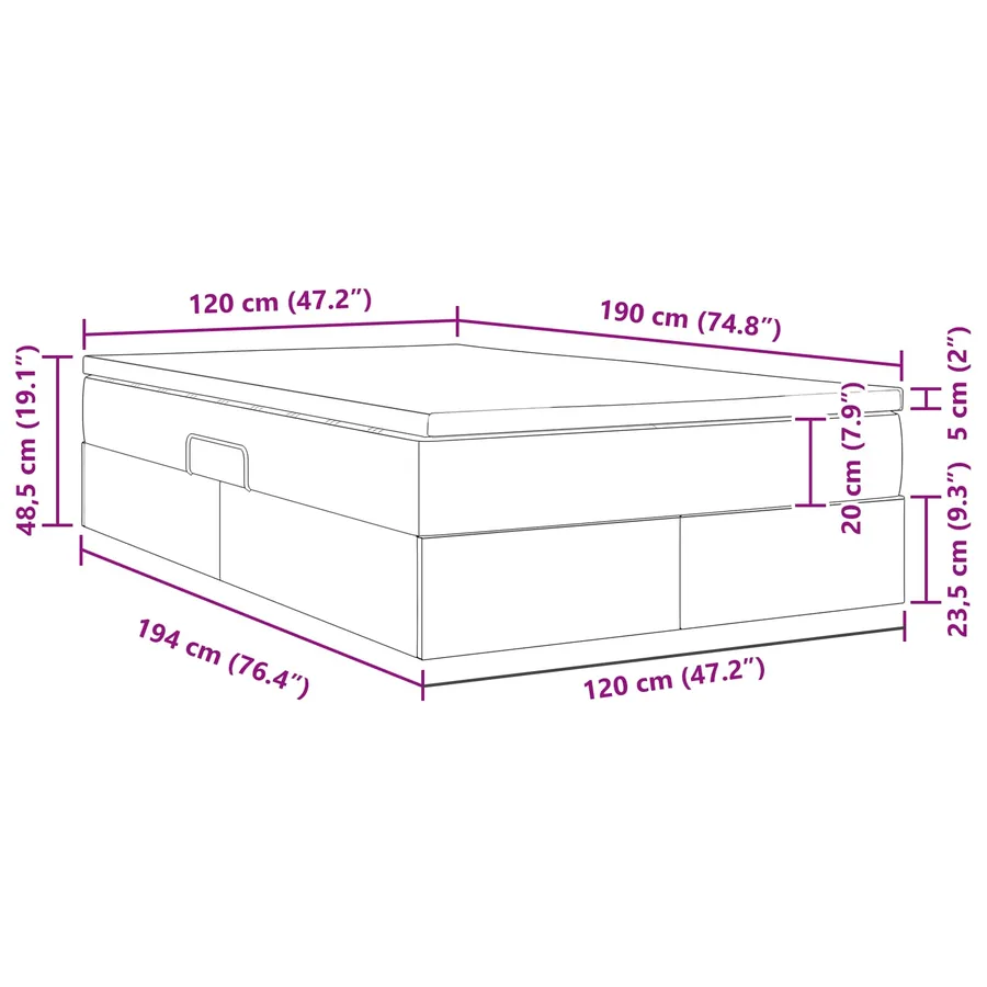 Lit avec rangement et matelas Crème 120 x 190 cm Polyester - 13