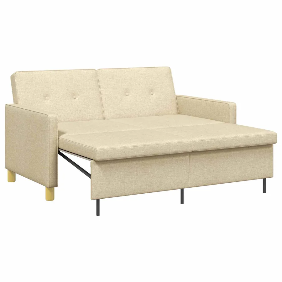 Canapé-lit escamotable Crème Tissu - 2