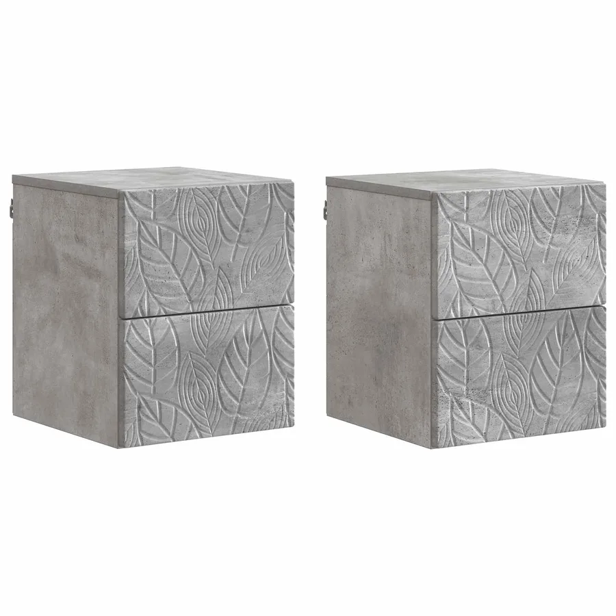 Cabinet de chevet mural 2 pcs Gris béton 34,5 x 33 x 40 cm - 2