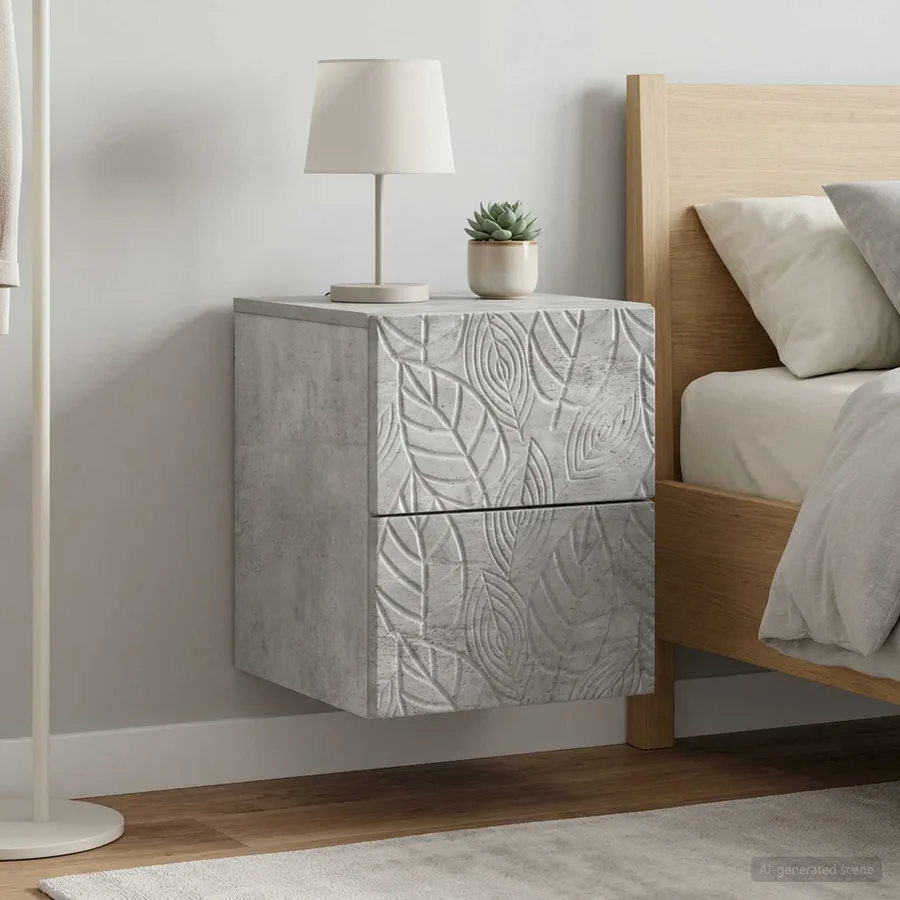 Cabinet de chevet mural 2 pcs Gris béton 34,5 x 33 x 40 cm - 3