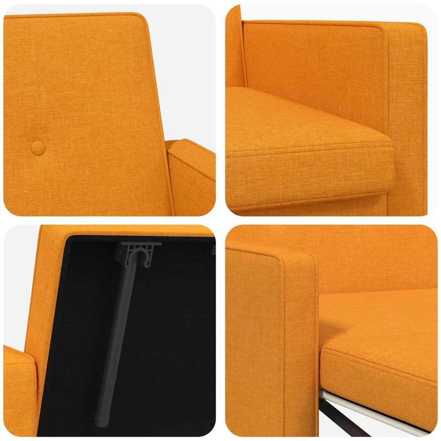 Canapé-lit escamotable Jaune foncé Tissu - 10