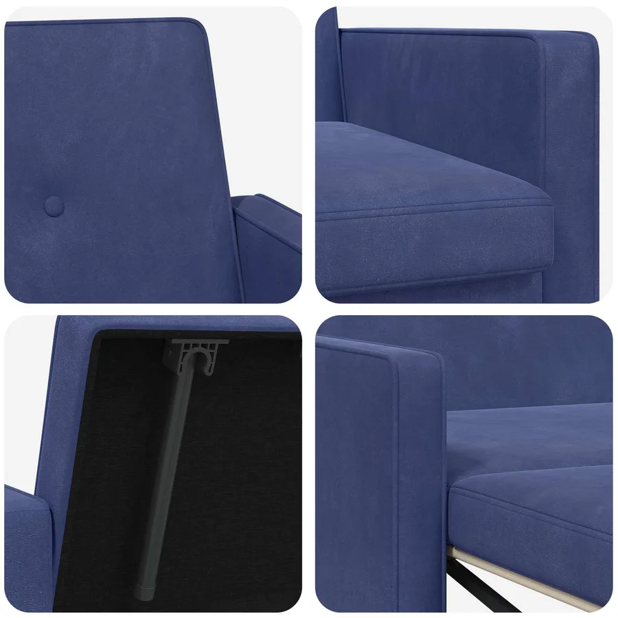 Canapé-Lit Bleu police Tissu - 8