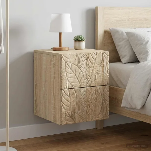 Cabinet de chevet mural 2 pcs Chêne Sonoma 34,5 x 33 x 40 cm