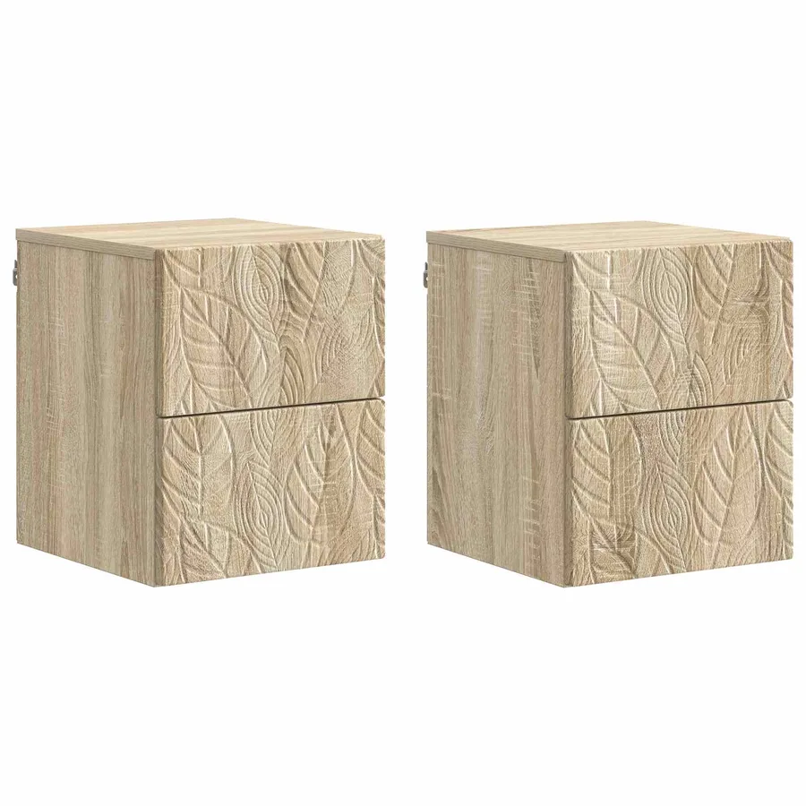 Cabinet de chevet mural 2 pcs Chêne Sonoma 34,5 x 33 x 40 cm - 2