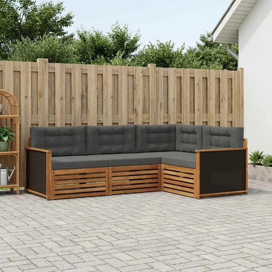 Ensemble de canapés d'extérieur 4 pcs Naturel et Anthracite