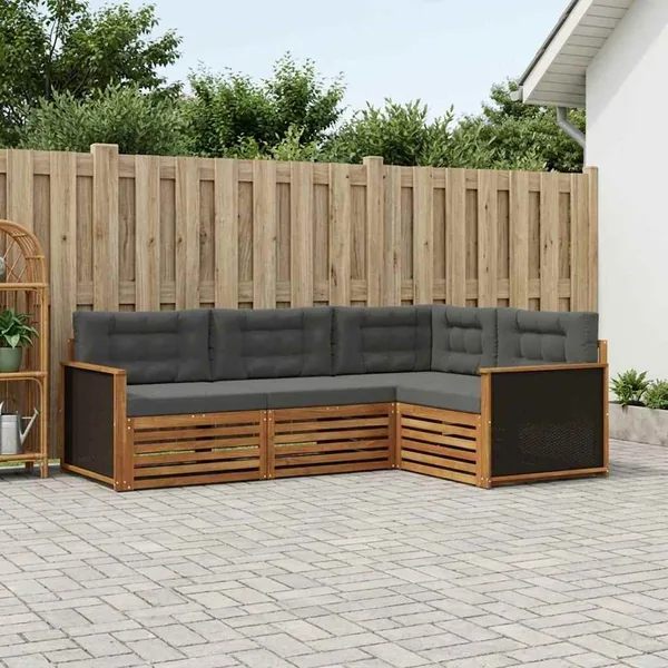 Ensemble de canapés d'extérieur 4 pcs Naturel et Anthracite