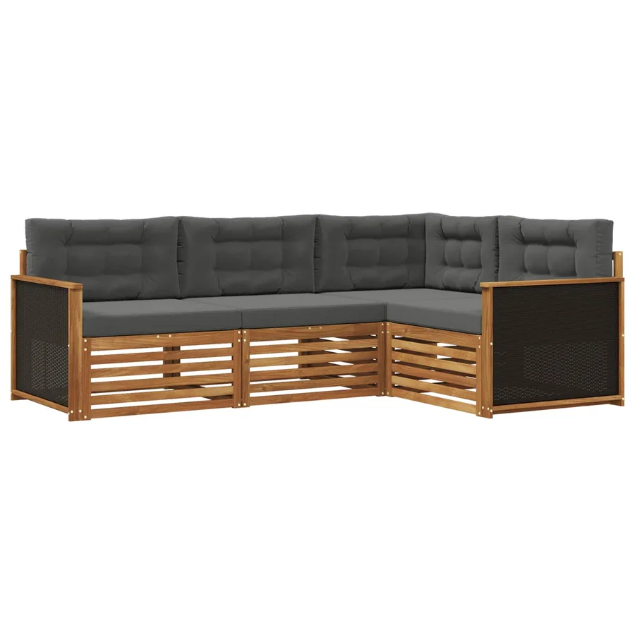 Ensemble de canapés d'extérieur 4 pcs Naturel et Anthracite - 2