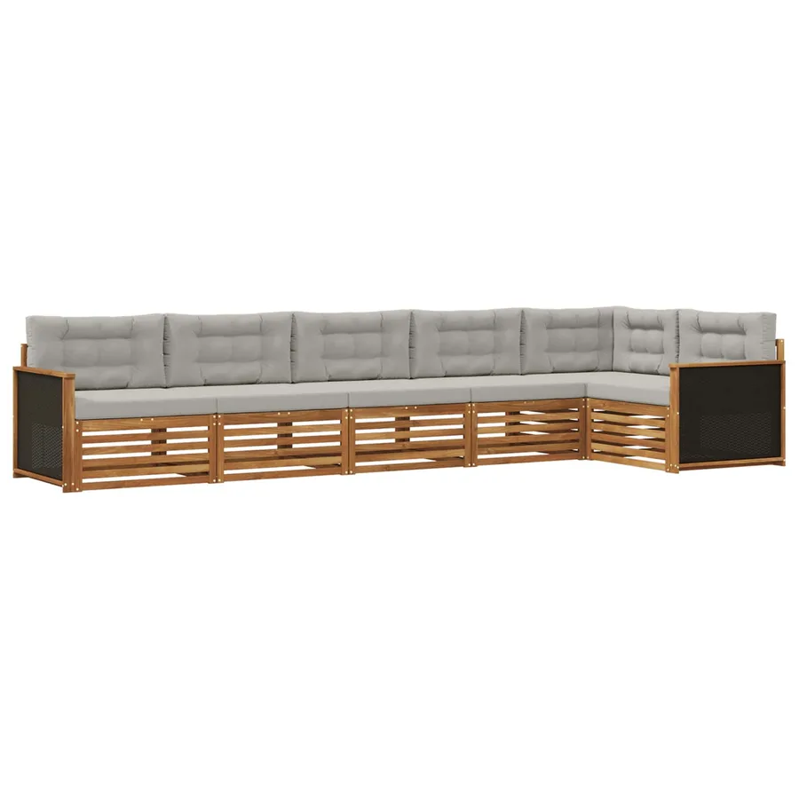Ensemble de canapés d'extérieur 6 pcs Naturel et gris clair - 2