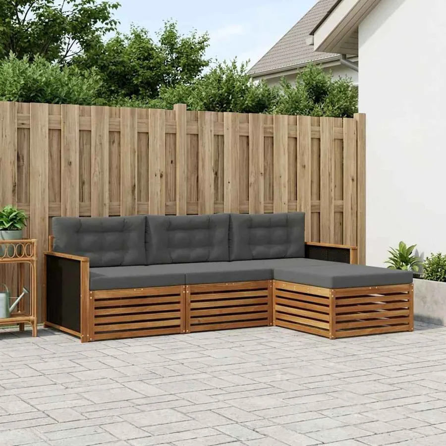 Ensemble de canapés d'extérieur 4 pcs Naturel et Anthracite
