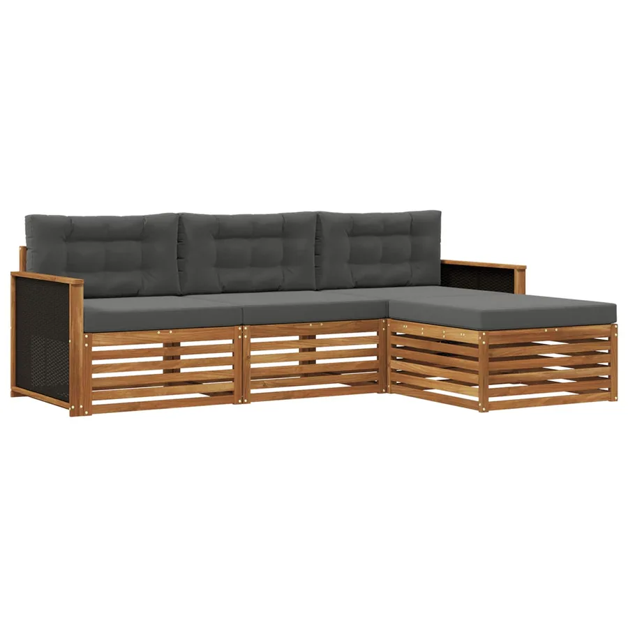 Ensemble de canapés d'extérieur 4 pcs Naturel et Anthracite - 2