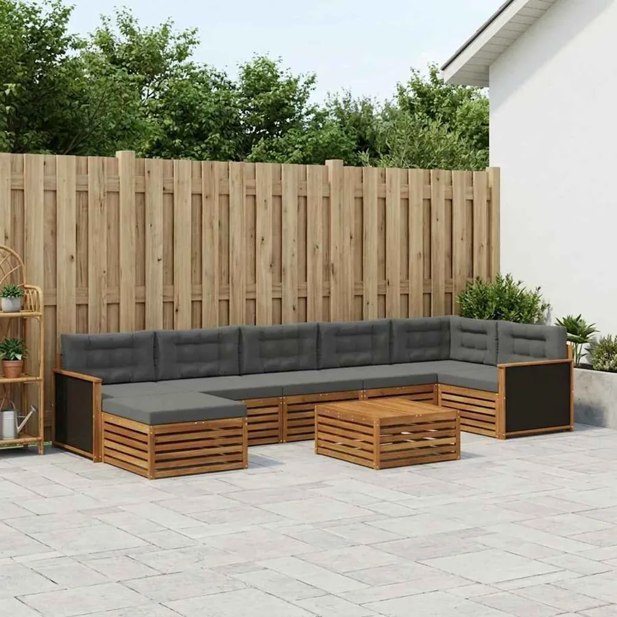 Ensemble de canapés d'extérieur 8 pcs Naturel et Anthracite