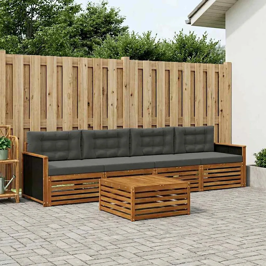 Ensemble de canapés d'extérieur 5 pcs Naturel et Anthracite