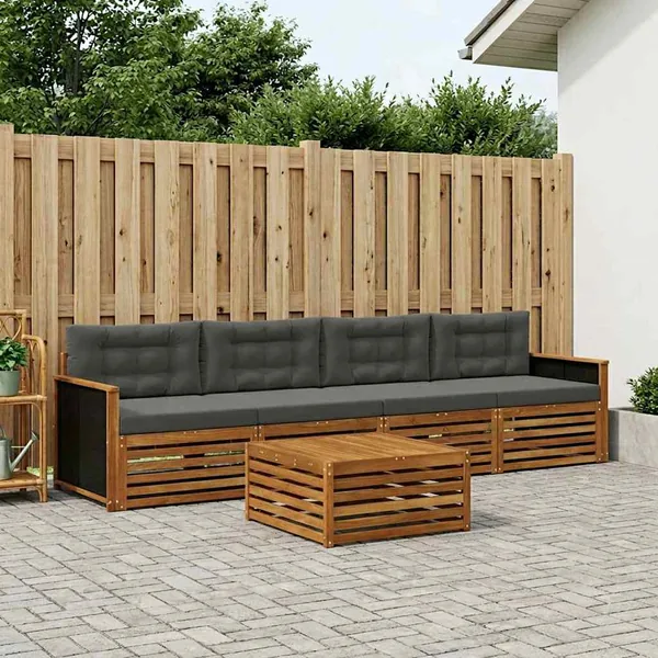 Ensemble de canapés d'extérieur 5 pcs Naturel et Anthracite